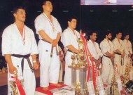En el podio: Hug, Matsui, Masuda, Thompson, A. Da Costa, Shichinohe y N. Da Costa (de izquierda a derecha).